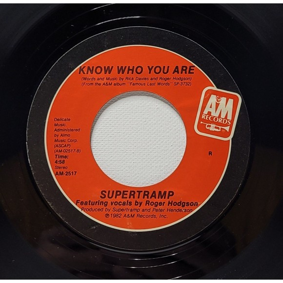 Supertramp 45 My Kind Of Lady / Know Who You Are on A&M VG+ Rock - Picture 2 of 2